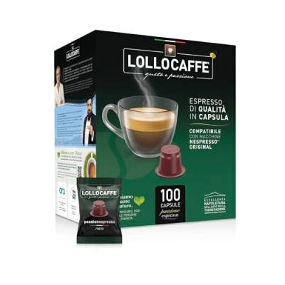 Immagine di Lollo Caffè Passione Espresso, Miscela Nera 600 Capsule (6x100) Compatibili con le Macchine ad uso domestico Nespresso*