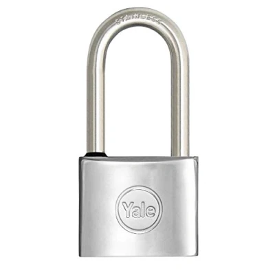 Immagine di YALE Lucchetto marino in ottone Y1150040080X, larghezza corpo 40 mm, arco lungo acciaio inossidabile da 20 con anello gomma e doppio sistema di chiusura
