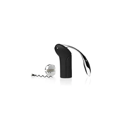 Immagine di Rabbit Cavatappi Verticale in Metallo con 1 x Tagliacapsule e Spirale di Ricambio Inclusi Confezione regalo, 14 cm 5 Nero