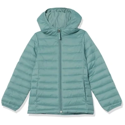 Immagine di Amazon Essentials Piumino Leggero con Cappuccio Impermeabile e Ripiegabile Bambine Ragazze, Verde, 2 Anni