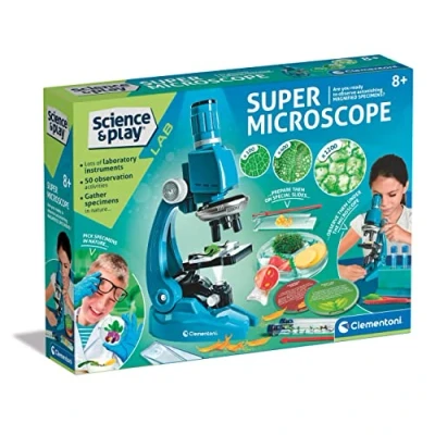 Immagine di Clementoni 61365 Super Microscopio Set: Kit Esperimenti Scientifici per Bambini, Ingrandimento fino a 1200x, (8+ Anni), Multicolore
