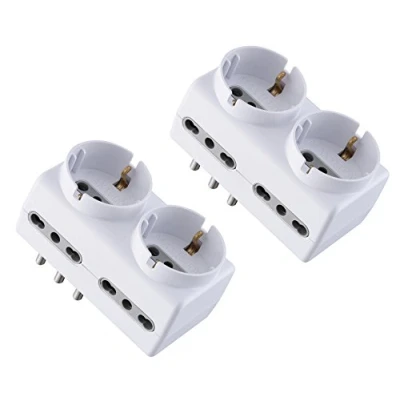 Immagine di Electraline 92299 Set 2 Adattatori Multipresa 6 Posti Schuko + 4 Bivalenti, Bianco