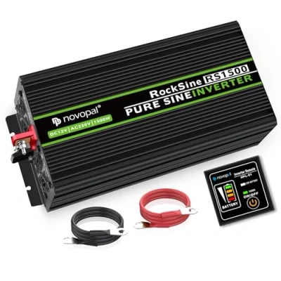 Immagine di Novopal Power Inverter Onda Sinusoidale Pura 1500W 3000W Trasformatore di Potenza Convertitore DC 12v in AC 220v 230v 240v Invertitore Tensione 2 EU Presa con Uscita USB 5 Metri Telecomando