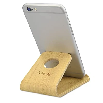Immagine di kalibri Supporto Smartphone Universale da Tavolo Stand Cellulare Tablet Compatibile con iPad e iPhoone Sostegno Dock scrivania Bamboo