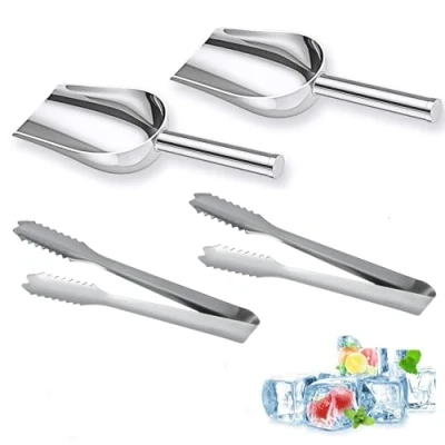 Immagine di Palette per Ghiaccio e pinze in Acciaio Inox,Paletta Ghiaccio,Paletta Farina,Pala Da Cucine, Bar, Buffet, Cereali, Farina, Grano, Cibo Gatti, Cani
