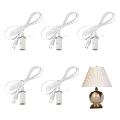 Immagine di LNGJIN Set di 5 portalampada E14, 1,8 m, attacco per lampada con cavo e interruttore, portalampada, bianco cavo, lampadari, lampade a sospensione