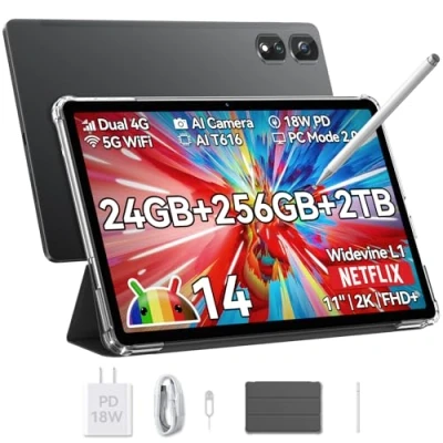Immagine di Blackview Tab 16 Pro Tablet Android 14, 16GB RAM + 256GB ROM (1TB TF), 5G WiFi, 2K Widevine L1, 11 Pollici con Display Ampio, PC 4G Dual SIM, 7700 mAh, Anti Blue