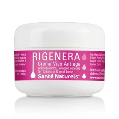 Immagine di Crema Viso Rigenera 100 ml ● Anti Age con Acido Ialuronico, Collagene Vegetale, Burro di Karitè e Oro Colloidale Antimacchie Illuminante Made in Italy