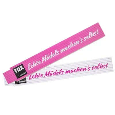 Immagine di TOX regolo pieghevole 2m in rosa/bianco metro con impronta Echte mädels machen&#039;s selbst filo legno di faggio funzione misurazione classe III 9969002