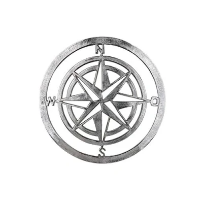 Immagine di GILDE Decorazione da parete rosa dei venti in alluminio color argento con superficie ruvida Ø 50 cm