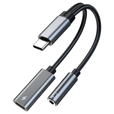 Immagine di Adattatore USB C a 3.5mm Cuffie e Ricarica di MMOBIEL 16 Bit / 60W 2 in 1 Splitter Type Mic Aux Audio Jack Adapter con Rapida per iPhone 16, 15, iPad Air/Pro, Galaxy S24 S23 /S22/ S21