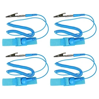 Immagine di GTIWUNG 4Pcs Cinturino da Polso ESD Anti Statico, Braccialetto Sicurezza Discharge Band, Cinghia Messa a Terra, Previene Accumulo Elettricità Statica, Blu