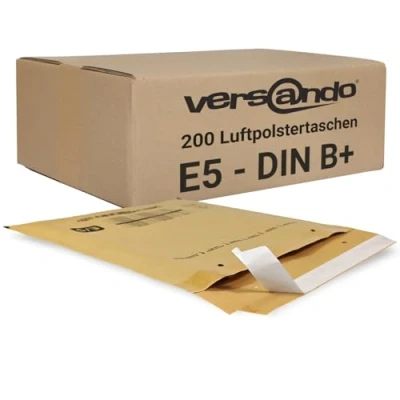 Immagine di versando 200 buste imbottite E5, dimensioni interne 220 x 265 mm, esterne 240 275 marrone/giallo oro per DIN B5/B+