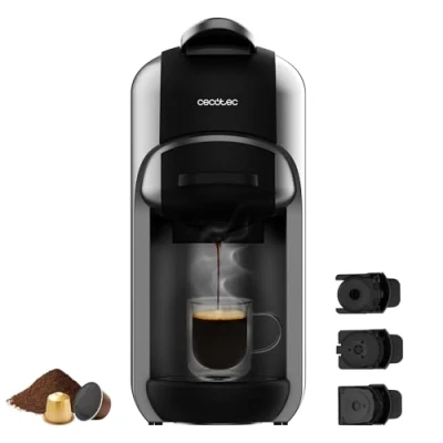 Immagine di Cecotec Macchina da Caffè Espresso FreeStyle Compact. Potenza 1450 W, ThermoBlock, Design elegante e compatto, Pompa di pressione ForceAroma 19 bar, Serbatoio d&#039;acqua 600 ml, Spegnimento automatico