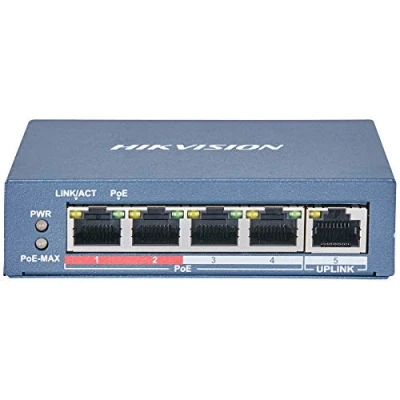 Immagine di Switch Hikvision 4 Poe 10/100m Unmanaged. +1 Porta Uplink Da 100m. 802.3af/at 2