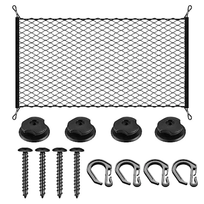 Immagine di PUERHUACI Rete Bagagliaio Auto,Rete Portaoggetti Elastica Nylon con Gancio,Fibbia e Vite,Fisso Reti Organizer 60 x 80 cm