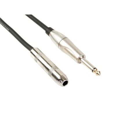 Immagine di HQ Power Cavo patch, 1 x jack 6,35 mm maschio, femmina, mono, 5 m, perfetto per la trasmissione del suono