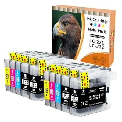 Immagine di 10 cartucce compatibili con Brother LC 221 223 per DCP J4120 J562 MFC J4420 J4620 J4625 J480 J5320 J5620 J5625 J5720 J680 J880 DW