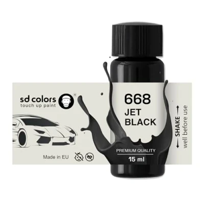 Immagine di SD COLORS JET BLACK 668 Vernice per ritocchi da 15 ML, riparazione graffi e scheggiature, codice colore 668, colore: nero