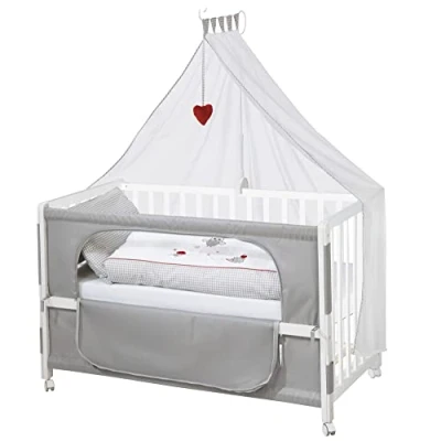 Immagine di roba Lettino per Neonati Co Sleeping Adam e Eule, 60 x 120 cm, Biancheria Inclusa, Motivo con Gufetto Istrice, Altezza Regolabile, Legno Laccato Bianco