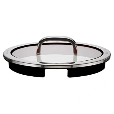 Immagine di WMF 764206380 Function 4 coperchi 20 cm, con funzioni di scolo, Vetro, Silicone, Acciaio Inox Cromargan lucidato, Lavabile in lavastoviglie, Colore: Nero, Inossidabile