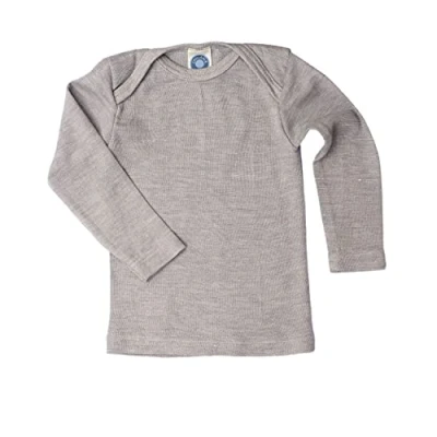 Immagine di Cosilana Maglietta intima a maniche lunghe da bambini, 70% lana e 30% seta, grigio mélange, 62/68 cm