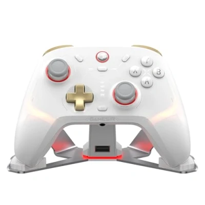 Immagine di GameSir Cyclone 2 Multiplatform Wireless Controller TMR Electromagnetic Joysticks&amp;Hall Effect Switch triggers,6 axis Gyro Gaming for Switch/PC/iOS/Android/Steam (Phantom White Bundle)
