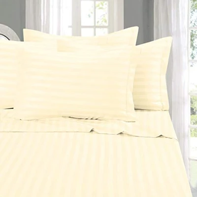 Immagine di Set di 6 lenzuola eleganti e confortevoli, qualità egiziana, 1500 fili, resistente alle pieghe, pezzi, colore: avorio
