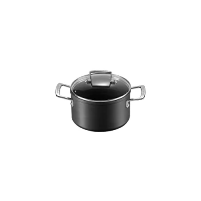 Immagine di le Creuset Pentola in Alluminio Antiaderente con Coperchio, Diameter 18 cm, per tutte fonti di calore, induzione incluso, Nero, 51102180010502