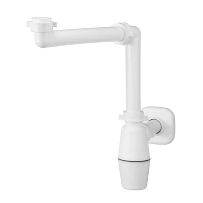 Immagine di Sifone lavabo salvaspazio a bottiglia raccordo 1 11/4 in polipropilene bianco 32 40 mm