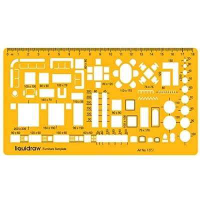 Immagine di Liquidraw 1851 righello scala 1: 50 scale Architectural Drawing template stencil arancione/trasparente