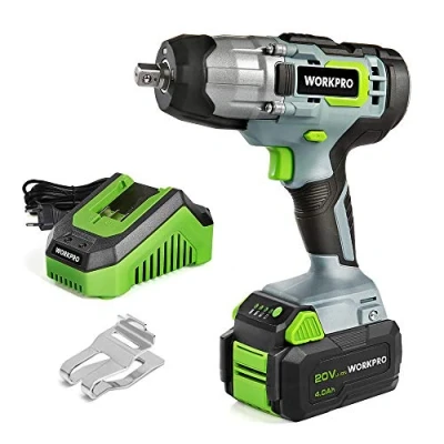 Immagine di WORKPRO Avvitatore ad Impulsi Senza Fili 20V, 300Nm Avvitatori a Massa Battente con 4,0Ah Batteria, Mandrino da 13 mm (1/2&quot;), Velocità Variabile, Caricatore Rapido, Luce LED