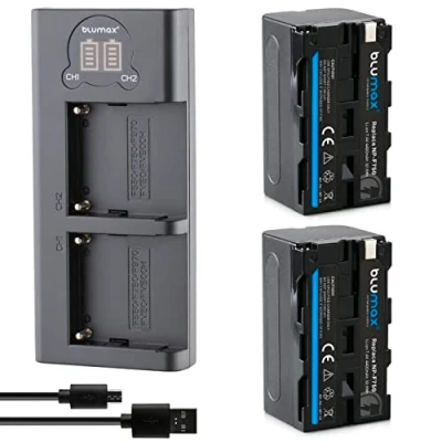 Immagine di Blumax 2 X per Sony NP F750 4400 mAh + caricatore sottile doppio