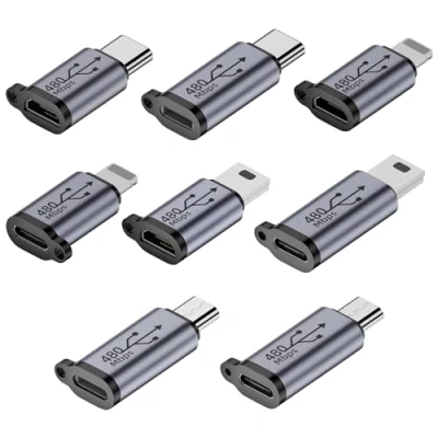 Immagine di AOUZOVLI 8 Pezzi Adattatore Lightning USB C Da A Compatibile Con Laptop, Tablet, Telefoni Cellulari, Ecc