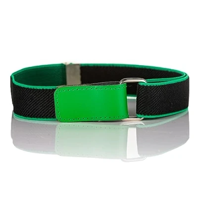 Immagine di Olata Cintura Elastica per Bambini, Regolabile, Chiusura a Strappo con Gancio 5 12 Anni. Nero/Verde