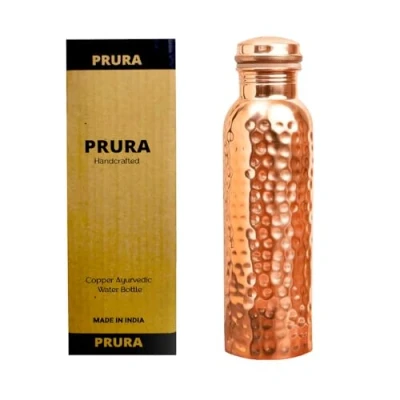 Immagine di PRURA Bottiglia per acqua in rame, a prova di perdite, puro rame ayurvedico 900ml/30oz Design 9