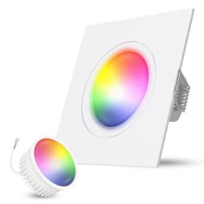 Immagine di linovum faretto da incasso RGB bianco con modulo Wifi intercambiabile compatibile Alexa &amp; Google soffitto RGBWW