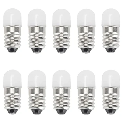 Immagine di GutReise Lampadine LED E10 6V bianco caldo, 10 pezzi AC/DC in miniatura, 0,5 Watt, 65 Lm (6 V, caldo)