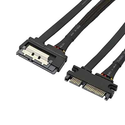 Immagine di GELRHONR Cavo di prolunga Sata a 22 pin 7+15 maschio femmina combinato dati e alimentazione con chiusura scatto, per HDD, SSD, unità ottiche (6 Gbps/s) 19 pollici