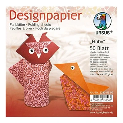 Immagine di Ursus 22805599 Carta design Ruby, 50 pagine, 15 x cm, stampato su entrambi i lati, Modelli/Colori Assortiti, 1 Pezzo