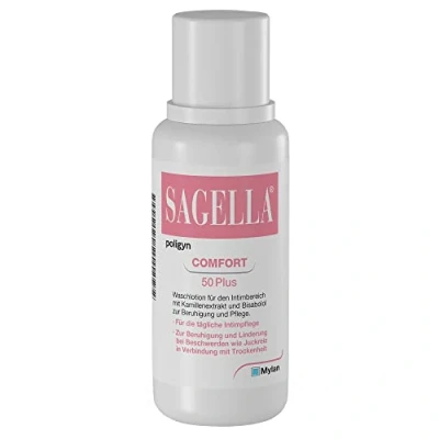 Immagine di SAGELLA Poligyn Comfort 50 Plus: lozione intima con estratto di camomilla e bisabololo, cura dalla menopausa, 100 ml