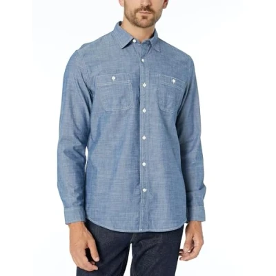 Immagine di Amazon Essentials Camicia in Chambray a Maniche Lunghe Regular Fit Uomo, Slavato, XXL