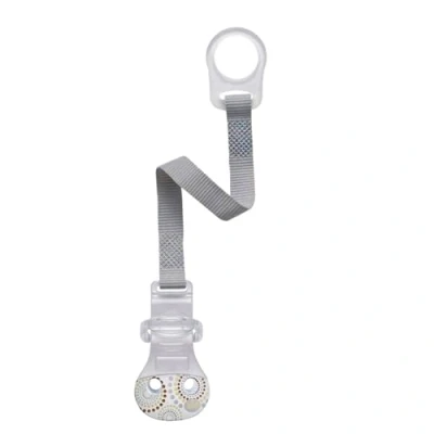Immagine di nip Nastro portaciuccio e clip chiusura comfort per tutti i ciucci senza anello, anello di fissaggio in silicone flessibile, metallo, BPA, extra leggero,