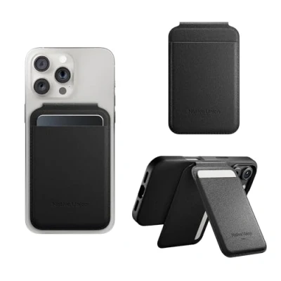 Immagine di Native Union Porta Carte Magnetico Active Wallet Stand Supporto MagSafe per iPhone 16, 15, 14, 13, 12 Extra Sicuro &amp; Ultra Sottile Conserva 4 Materiali Durevoli Riciclati (Nero)