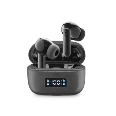 Immagine di cellularline TONE Auricolari TWS Bluetooth In Ear con ENC (Environmental Noise Cancelling), 4 Microfoni, Display LED, Total Play Time 20 Ore, Nero