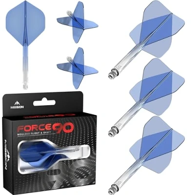 Immagine di Mission Darts Force 90 Freccette con sistema integrato di precisione e asta, confezione da 3 alette steli combinati professionali altamente durevoli Standard No.2