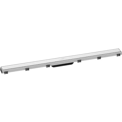 Immagine di hansgrohe RainDrain Match set di canalina doccia con cornice ad altezza regolabile, canale drenaggio 1000 mm, scarico a pavimento, bianco