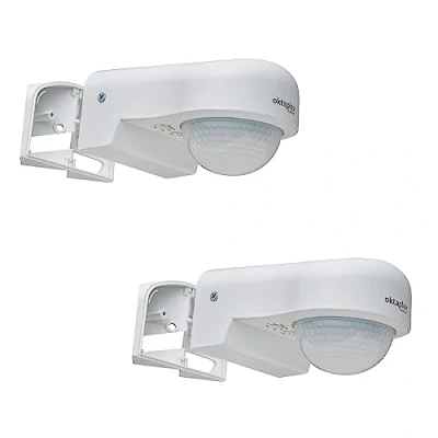 Immagine di Oktaplex set di 2 Don sensore movimento da esterno 230V IP65 240 infrarosso regolabile 10m gamma bianca incl. staffa angolare