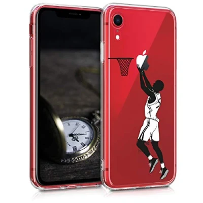 Immagine di kwmobile Custodia Compatibile con Apple iPhone XR Cover Silicone TPU Protezione Back Case Cestista nero/bianco/trasparente