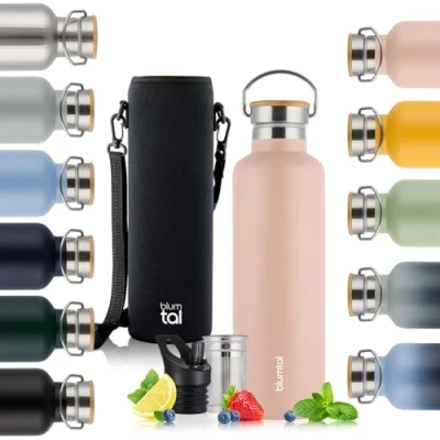 Immagine di Blumtal thermos 750ml bottiglia a doppia parete in acciaio inox isolata priva di BPA Rosa